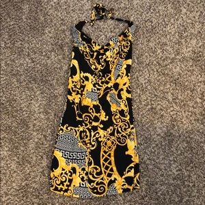 Printed halter midi dress